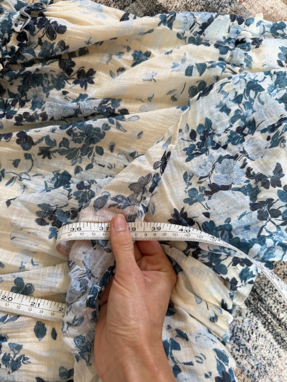 Anthropologie Maeve Bettina Ruffle Mini Dress XL Blue Floral Button Front - Picture 8 of 8